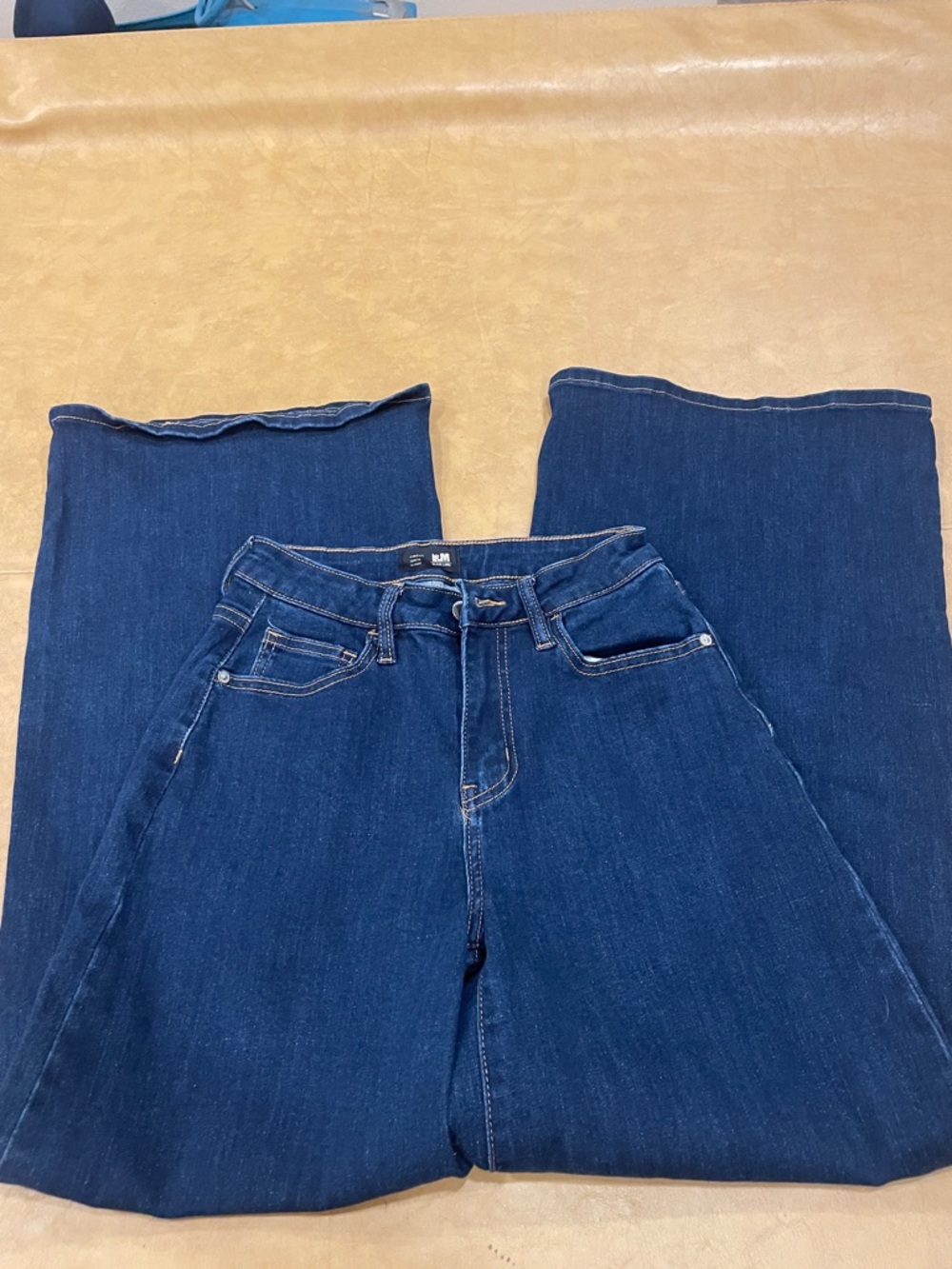 High-Rise Dark Blue Wide-Leg Jeans